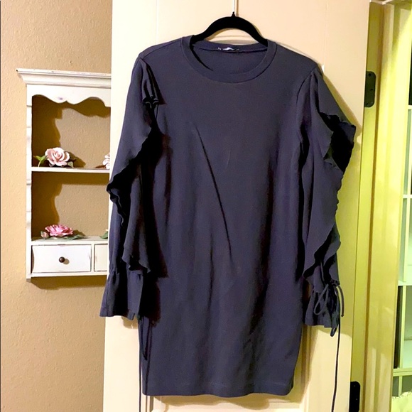 Zara gray cotton long sleeve shift dress - Picture 1 of 2